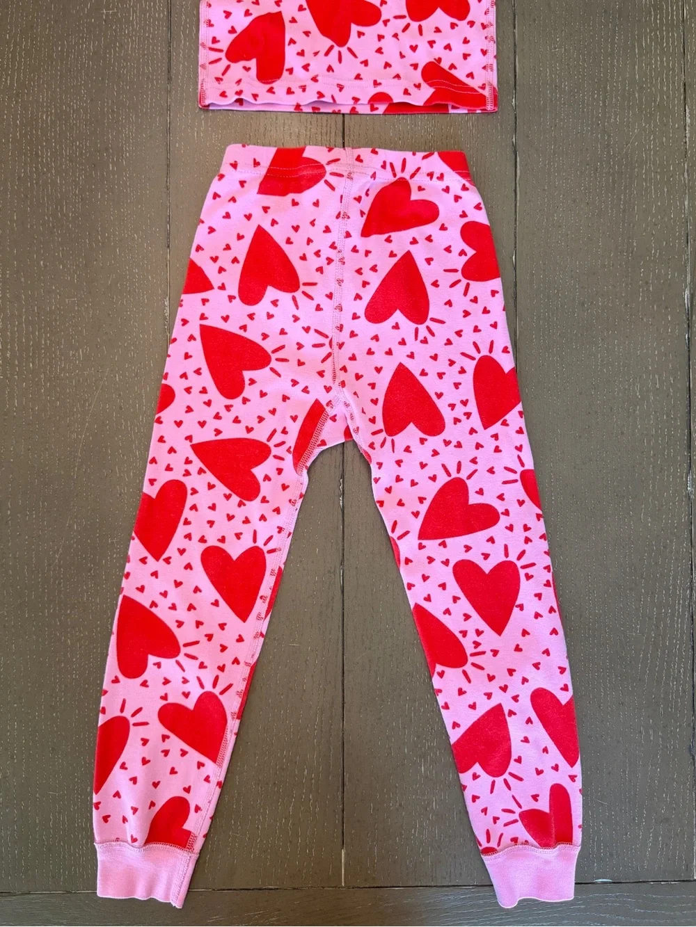Hanna Andersson Girls 2-Piece Pink Heart Valentine’s Day Pajama Set • Size 5